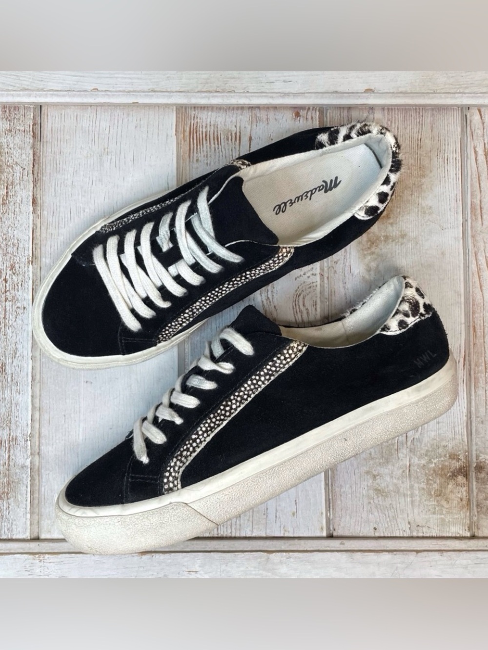 Madewell Sidewalk Low Top Sneakers in Suede and Spot Calf Hair